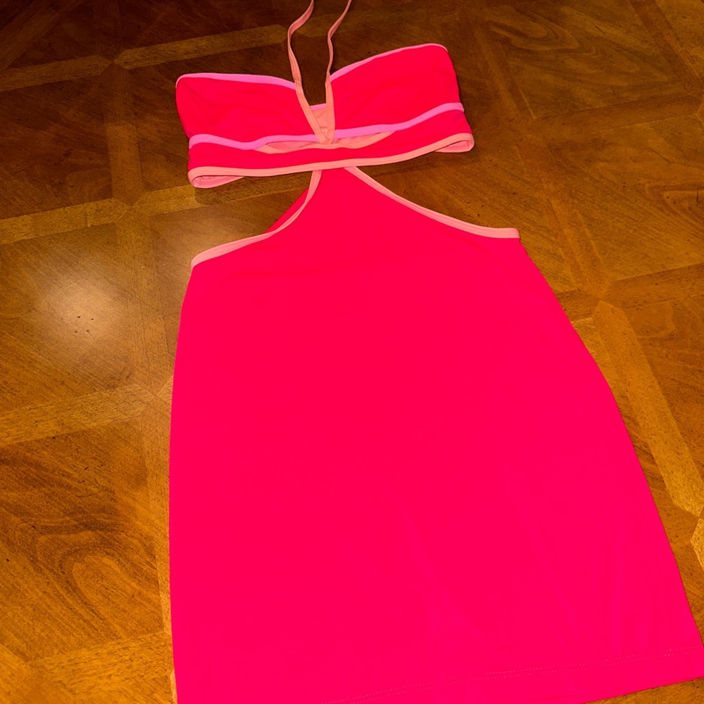 OneOne Swim Vibrant Pink Halter Dress